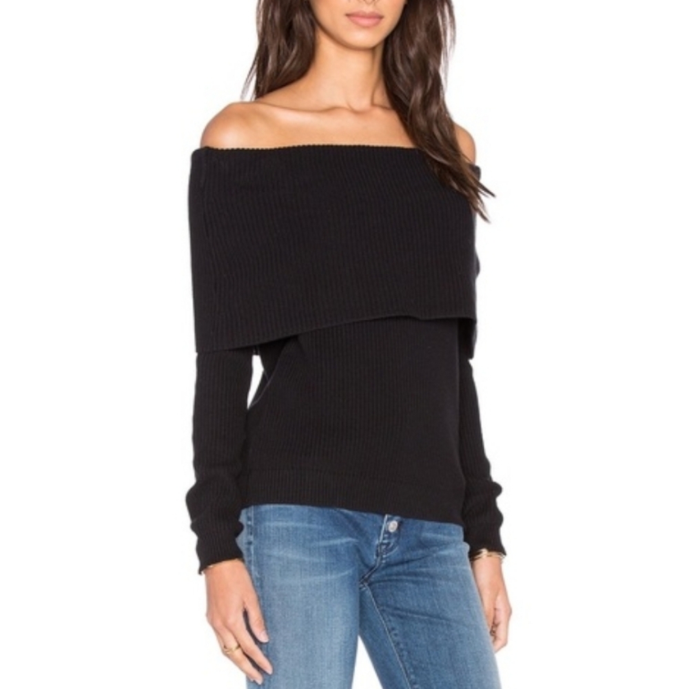 LOVERS AND FRIENDS VYLETTE OFF SHOULDER RIBBED TOP‎ BLACK L